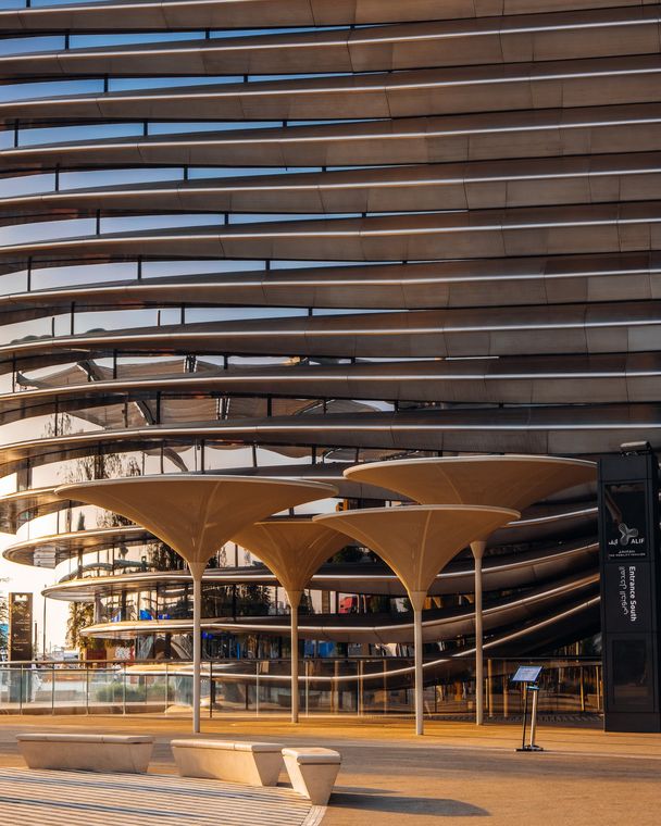 Timber pavilion fins