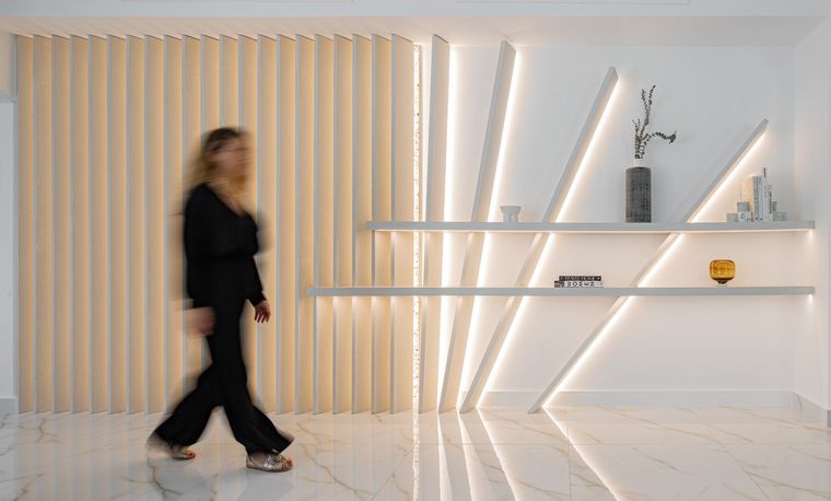 Meadows Villa lit feature wall